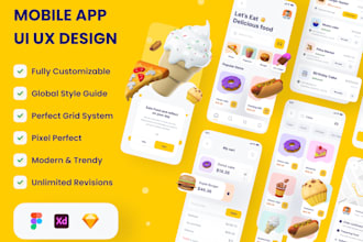 do clean trendy mobile app UI UX design using figma, adobe xd, sketch