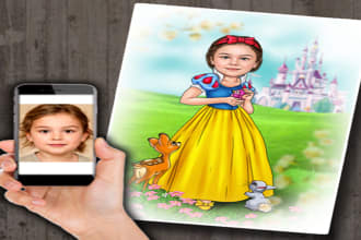 draw custom disney princess caricature from your photos