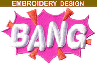 embroidery digitizing logo into pes, emb dst in 1hr