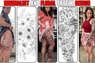do floral and minimalist tattoo design