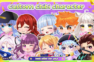 draw cute anime character chibi art style for your oc, pfp, vtuber