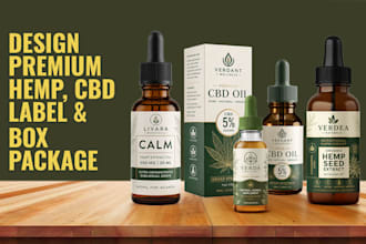 design premium hemp, cbd label and box package design