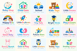 design kids, baby shop, daycare, school and toy store logo