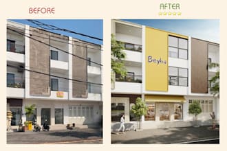 create renovation 3d model and realistic rendering exterior