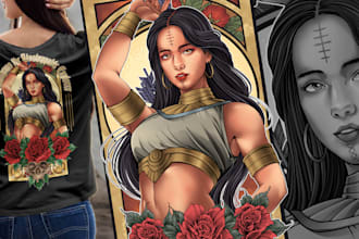 create shirt design with neotraditional vintage tattoo