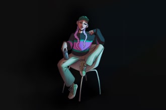 draw an illustration for lofi music, album cover, social media, twitch