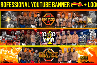 design a catchy youtube banner and profile picture for the MMA ufc channel