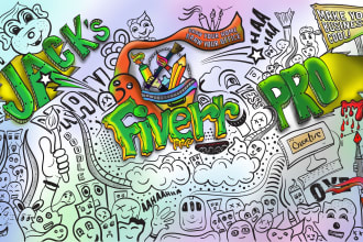 create restaurant, office, home wall art doodles, decals, or any illustration