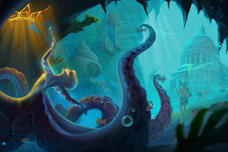 do semi realistic character, environment or scene concept art
