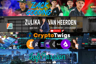 design epic youtube channel banner thumbnail cover art and logo for you