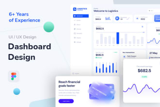 do dashboard design, CRM, saas, and admin panel UI in figma