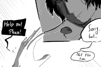 create a comic page in grunge semirealism