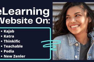 build online course website on thinkific, kajabi, teachable, katra, podia
