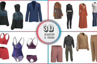 make realistic 3d clothing mockup and video for your dress and garments apparel