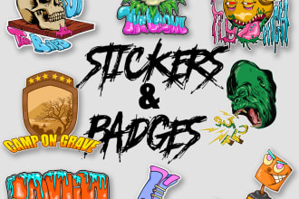design logo, sticker, badge, custom based vector style