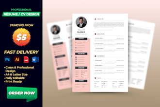 design professional resume, modern CV template, portfolio