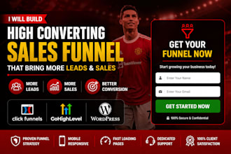 build sales funnel, websites, landing pages in clickfunnels, wordpress