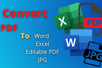 convert PDF into word or excel or jpg or re write