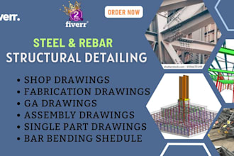 do structural steel detailing with shop drawing and fabrication drawing with boq