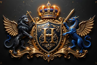 design a royal coat of arms regal heraldic luxury family crest logo in 5 hours