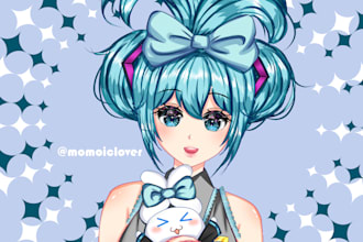 draw your order in anime style vtuber, ocs, character