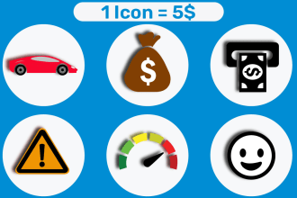 design custom flat and line vector icons on illustrator