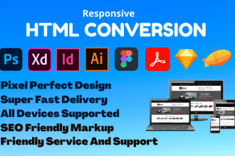 convert psd to html, xd to html, figma to html, responsive bootstrap 5
