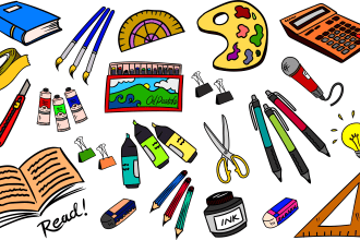 illustrate stationary and any tools or item to be a simple icon