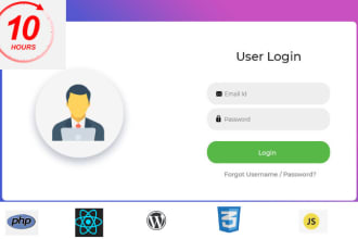 design professional secure responsive login,registration PHP form