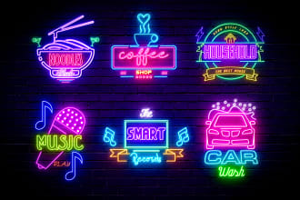 create a stunning 3d neon logo or neon sign