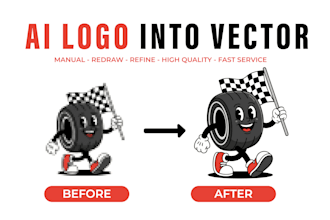 redraw recreate refine enhance existing or ai generated logo to vector