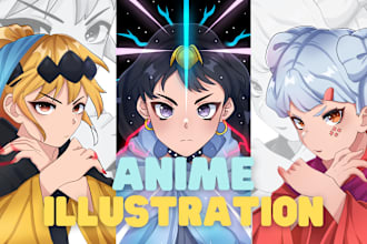 draw anime art, original character, anime illustration or vtuber