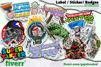 create sticker designs for labels and merchandise