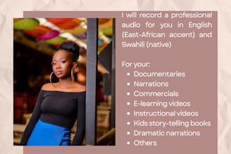 record a professional quality english east african voiceover