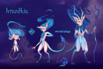draw a fantasy character design and concept art