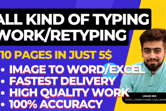 do typing work, copy paste, retyping pdfs, and form filling, typewriting