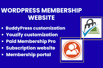 setup buddypress, youzify, wordpress membership website with paid membership pro