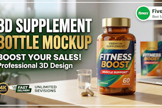 create realistic 3d supplement bottle mockup for amazon