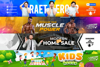 design an eye catching youtube banner and logo