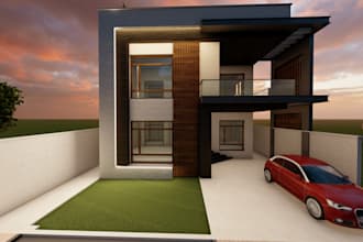 create 3d model and render exterior, interior, 3d floor plan