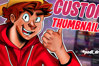 draw custom gaming cartoon youtube thumbnails