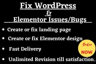 create or fix wordpress website, elementor landing page, slider revolution