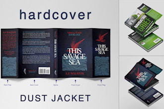 design a professional hardcover book dust jacket