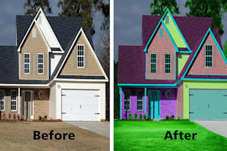 change the exterior or interior house color and modernize in photoshop