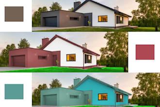 change the exterior or interior house color and modernize in photoshop