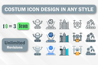 design vector custom icons in any style, icon design