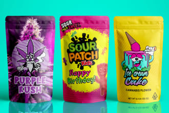 design weed pouch, mylar bag, cbd product labels, 3d mockup