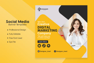 do creative social media design, post, banner ads