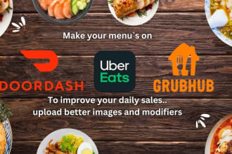 make doordash , grubhub menu with modifiers for you