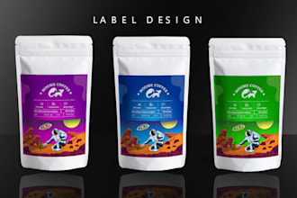 design coffee labels, packaging, bags, logo and sticker